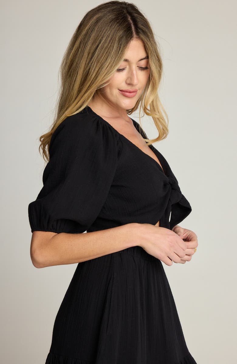 Sunday Ritual Double Bubble Tie Front Crop Top, Alternate, color, Black