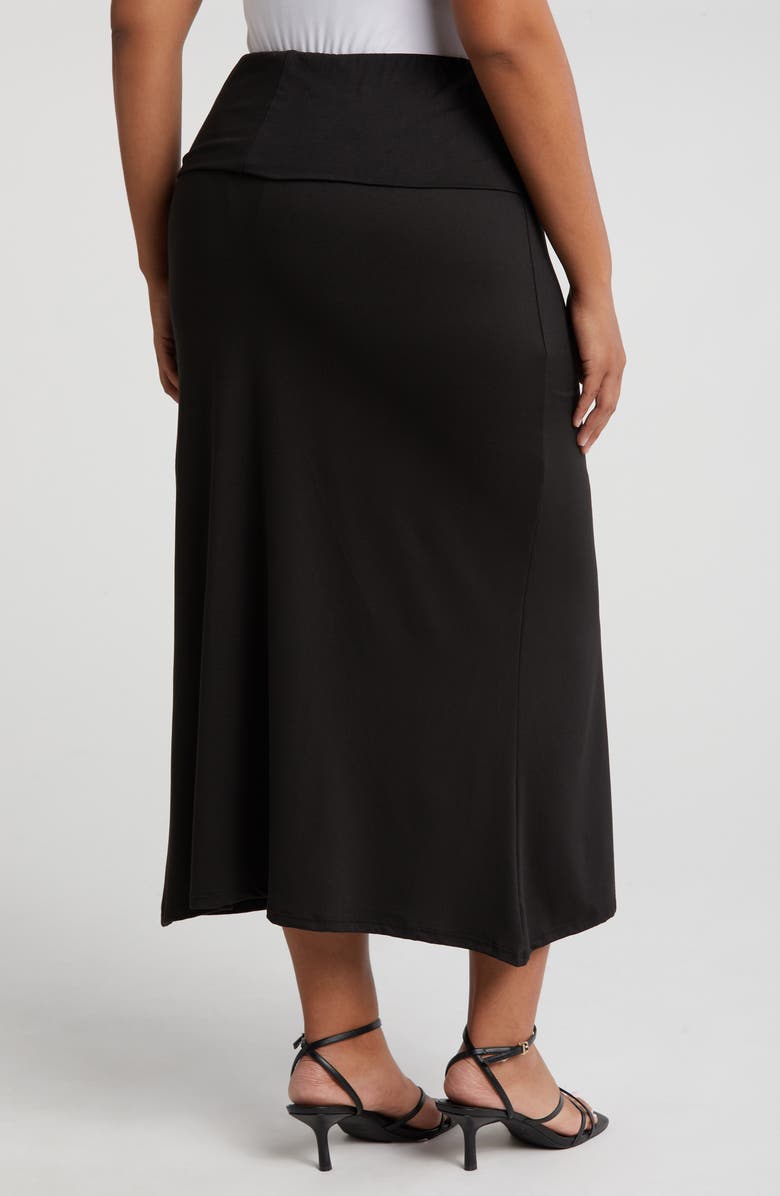 24seven Comfort Apparel Comfortable Foldover Skirt, Alternate, color, Black