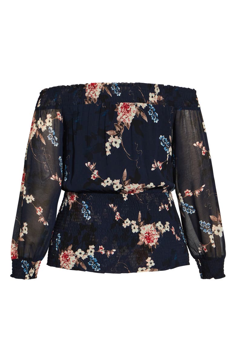 City Chic Elodie Floral Off the Shoulder Blouse, Alternate, color, 