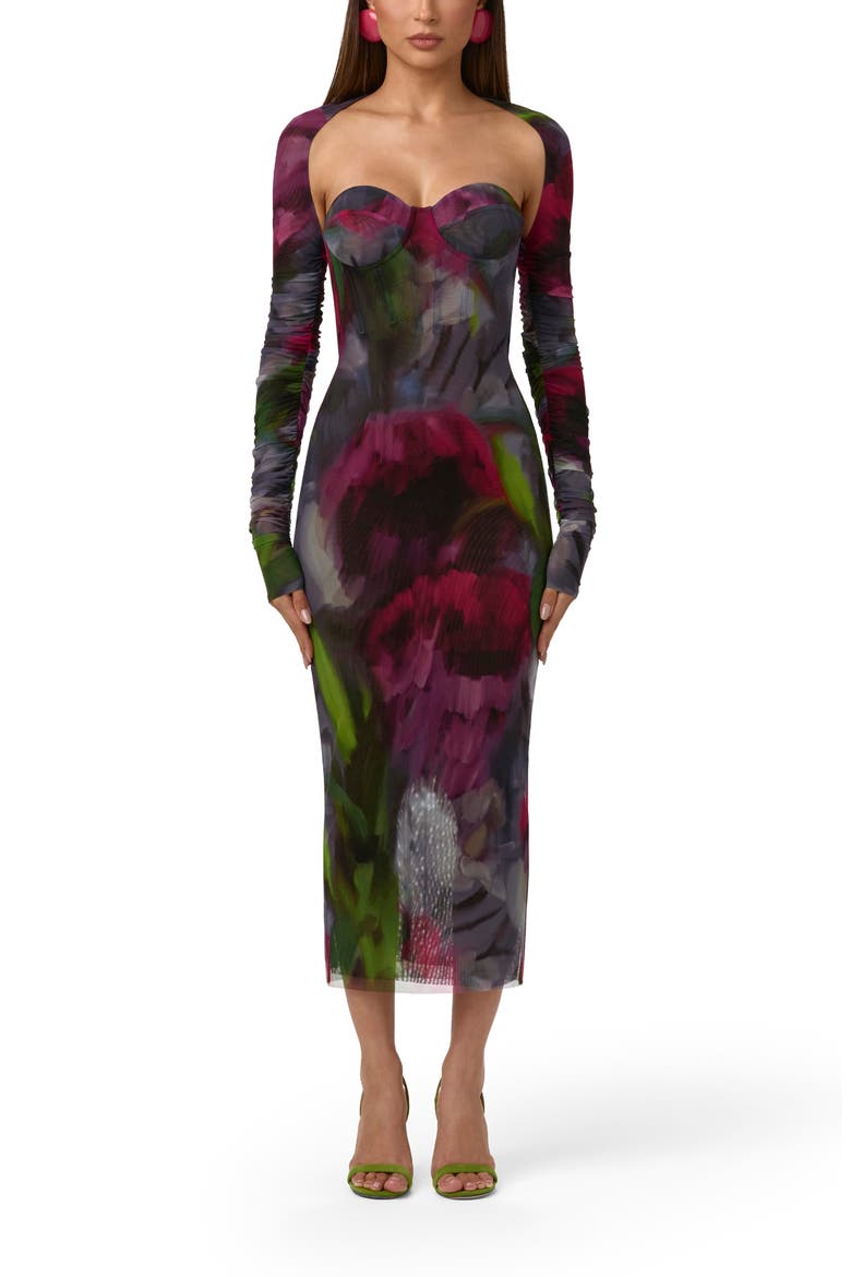 Floral Mesh Midi Dress, Main, color, BAROQUE BLOOM
