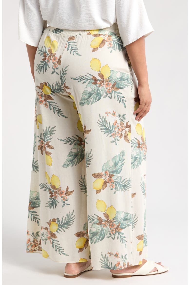 Lemon Print Wide Leg Pants, Alternate, color, TAUPE