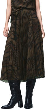 MANGO Pleated Midi Skirt