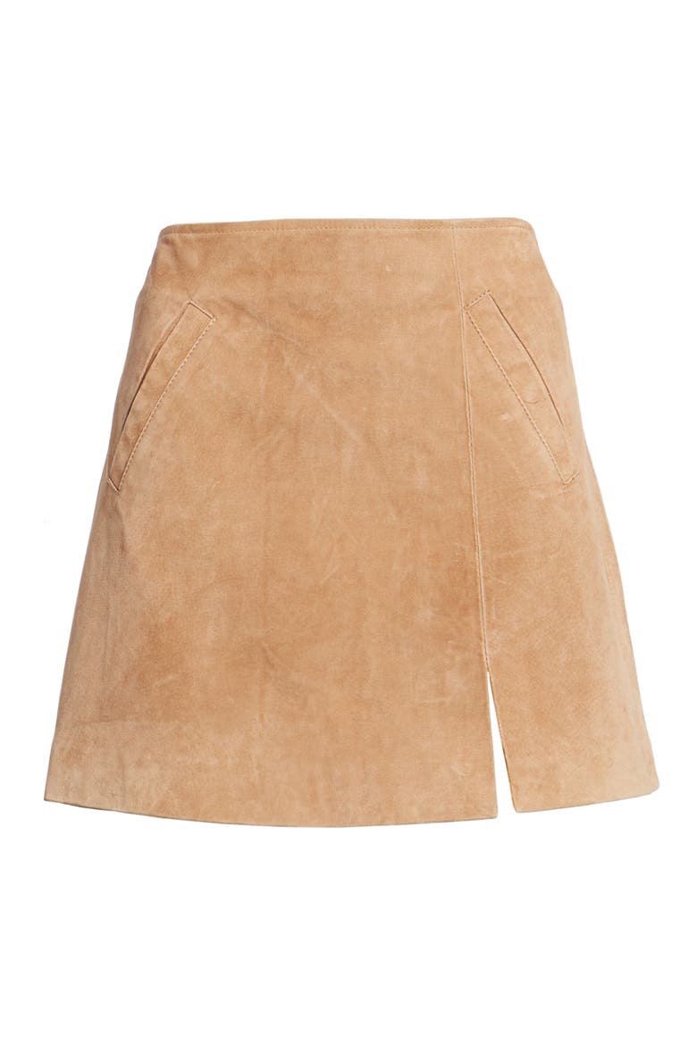 A-Line Suede Skirt, Alternate, color, DESERT SAND