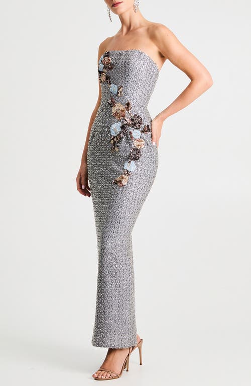 Helsi Silvia Floral Sequin Strapless Cocktail Dress In Blue