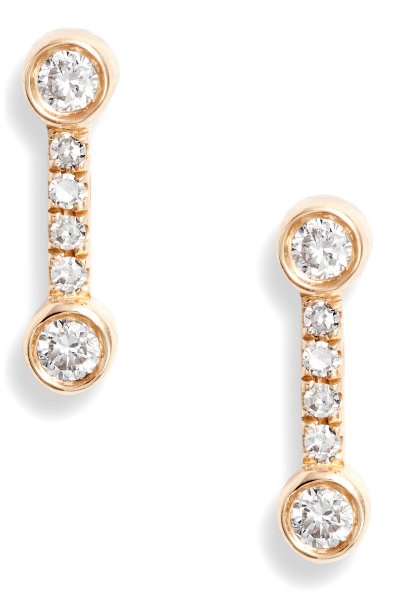 Bezel Diamond Stud Earrings, Main, color, YELLOW GOLD/ DIAMOND