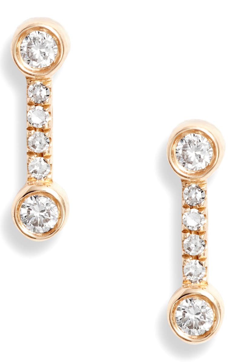 EF Collection Bezel Diamond Stud Earrings, Main, color, Yellow Gold/ Diamond