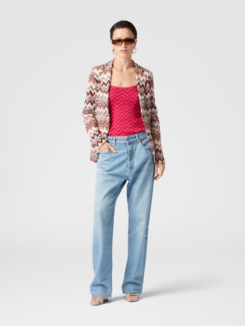 Missoni Single-breasted Blazer In Cotton And Zigzag Viscose In Multicoloured