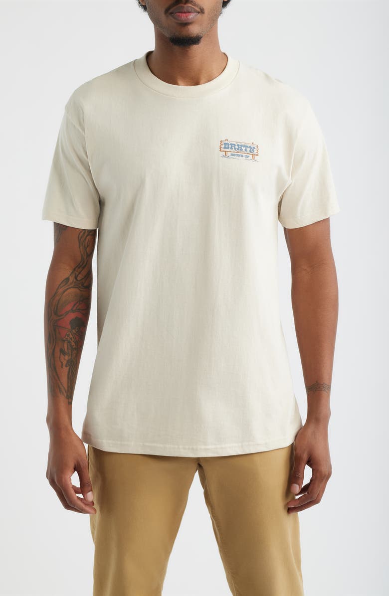 Brixton Hutchins Cotton Graphic T-Shirt, Main, color, Cream