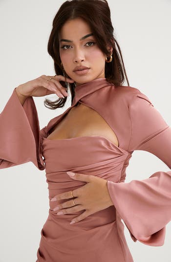 Toira Long Sleeve Satin Corset Minidress