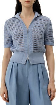 Lilysilk Women's Toscana Pointelle Knit Double-Zip Cardigan