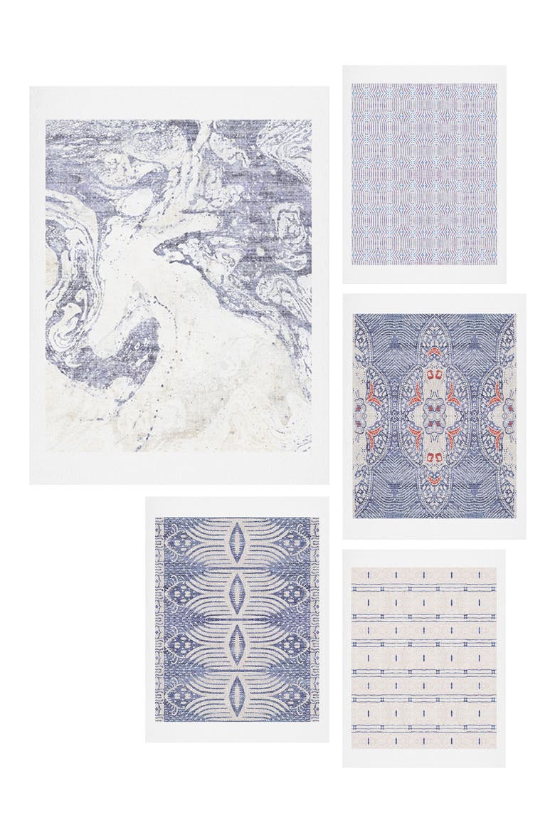 French Linen Five-Piece Gallery Wall Art Print Set, Main, color, BLUE