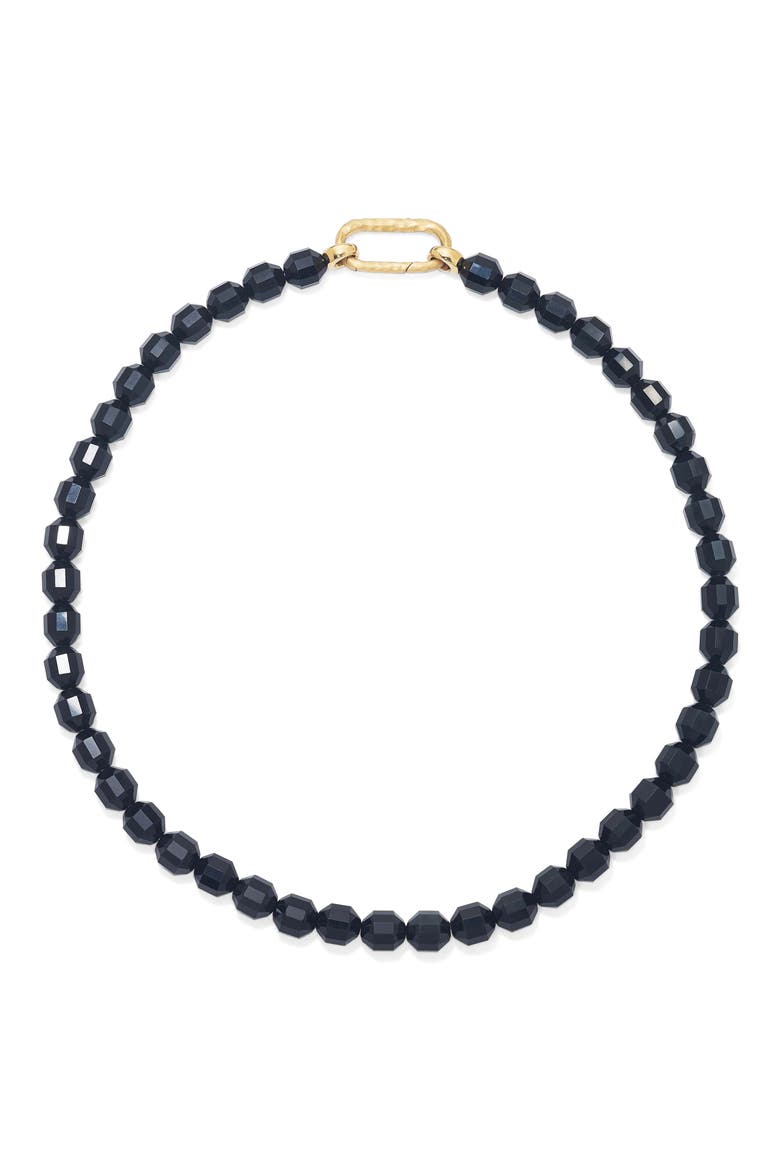 Vela Beaded Necklace, Main, color, BLACK OBSIDIAN/ GOLD