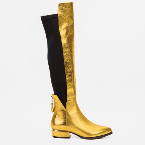 The Fairoks Leather Pointy Toe Knee High Boot