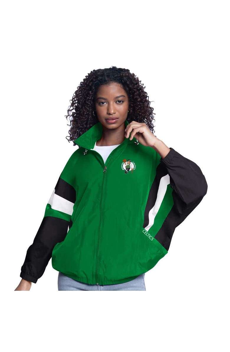 G-III SPORTS BY CARL BANKS Women's G-III Sports by Carl Banks  Kelly Green/Black Boston Celtics Game News Oversized Full-Zip Hoodie Jacket, Alternate, color, Kelly Green