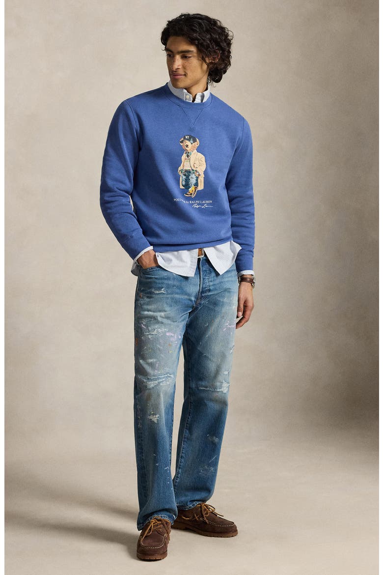 Polo Bear Fleece Crewneck Sweatshirt, Alternate, color, BLUE