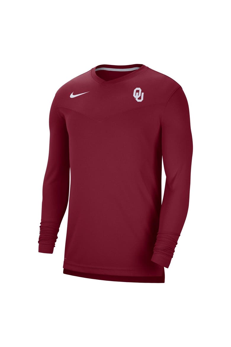 Men's Nike Crimson Oklahoma Sooners 2022 Coach Performance Long Sleeve V-Neck T-Shirt, Alternate, color, Crimson