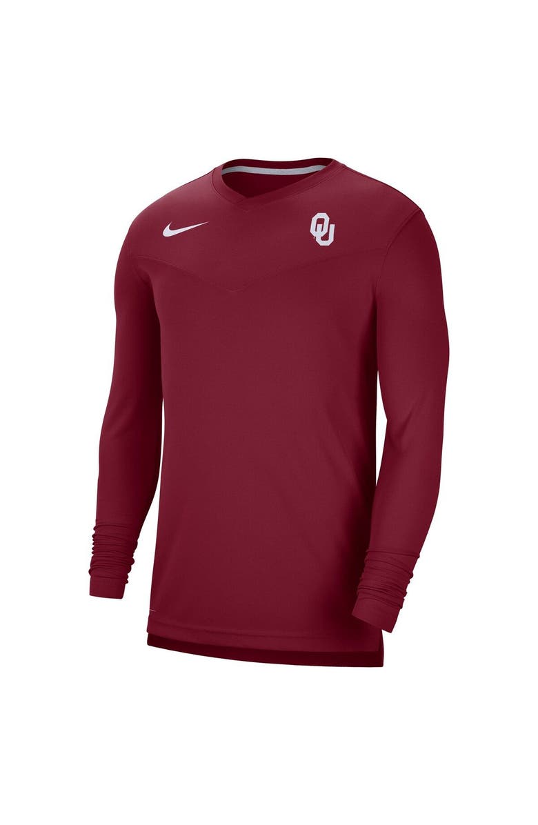Nike Men's Nike Crimson Oklahoma Sooners 2022 Coach Performance Long Sleeve V-Neck T-Shirt, Alternate, color, Crimson