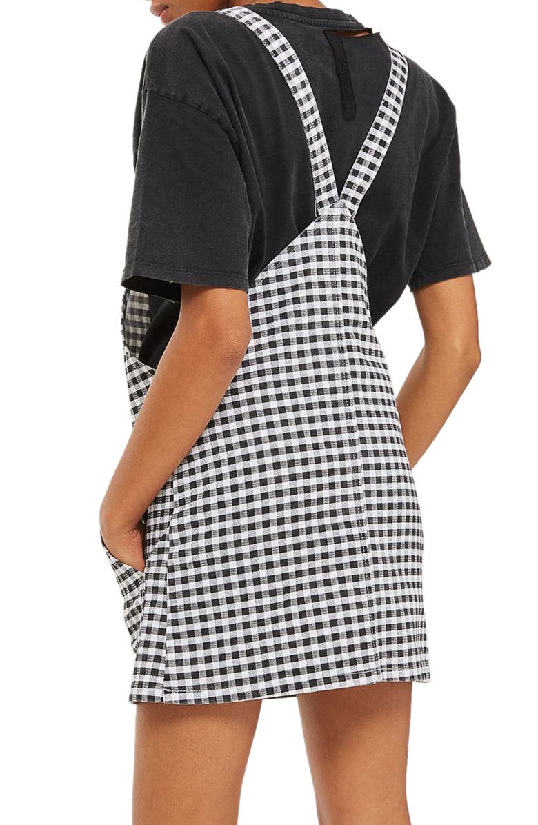 Topshop Gingham Pinafore Dress, Alternate, color, 