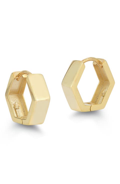 Sterling Silver Geo Hoop Earrings