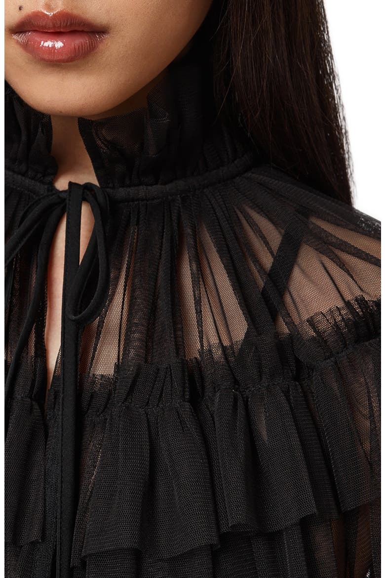 Aude Ruffle Cape, Alternate, color, BLACK