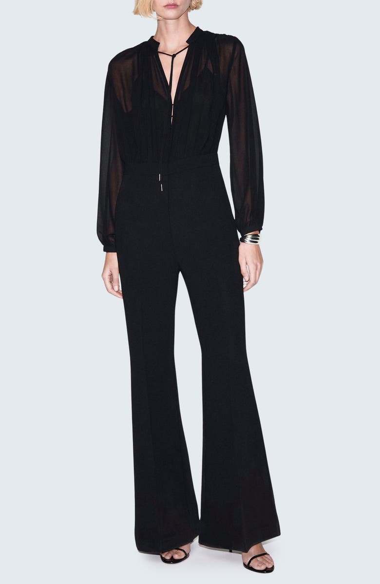 MANGO Long Sleeve V-Neck Jumpsuit, Main, color,