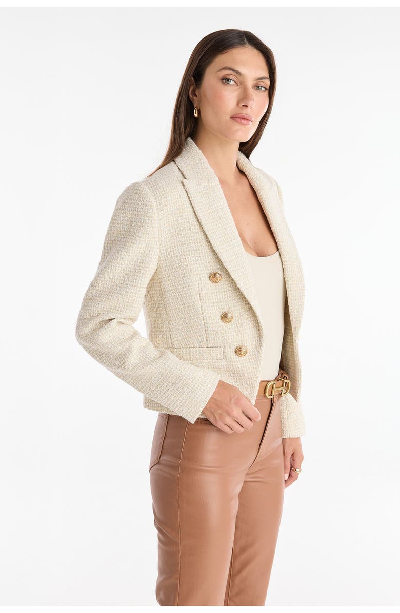 The Noli Shop Gabrielle Tweed Double Breasted Blazer, Alternate, color, Beige