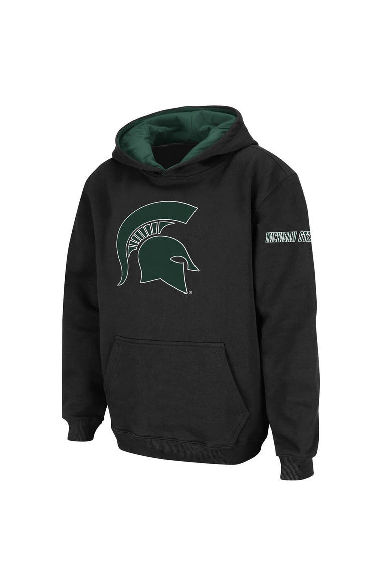 Youth Stadium Athletic Black Michigan State Spartans Big Logo Pullover Hoodie, Main, color, Black