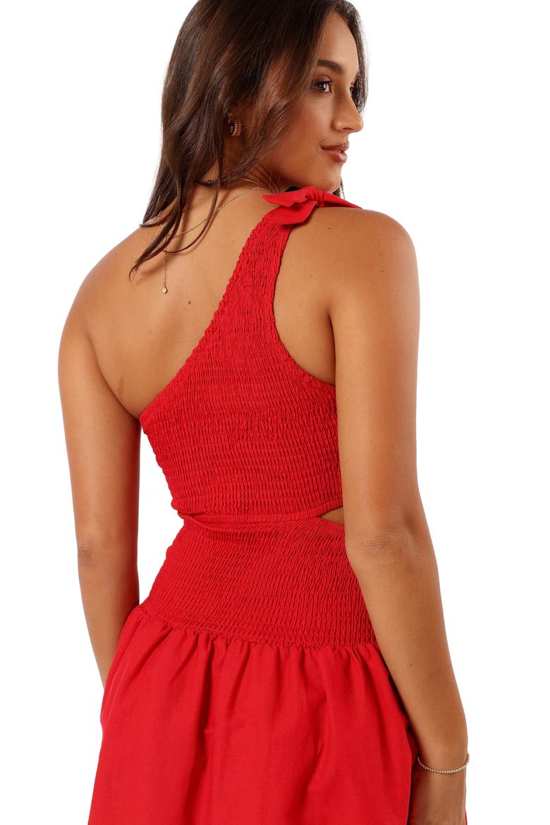 Allison One-Shoulder Cotton Minidress, Alternate, color, RED