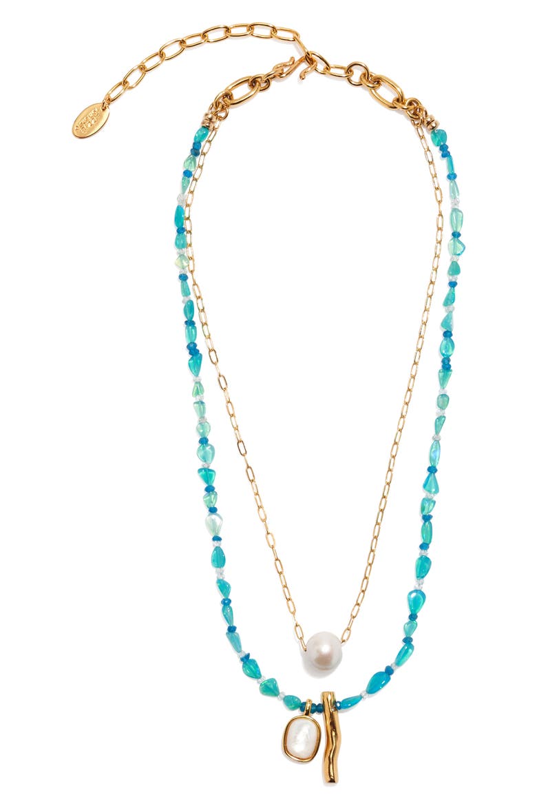 Miyako Freshwater Pearl & Semiprecious Stone Layered Necklace, Main, color, BLUE MULTI