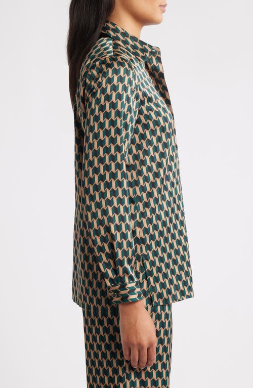 Anne Klein Zigzag Print Button-up Tunic Shirt In Pattern