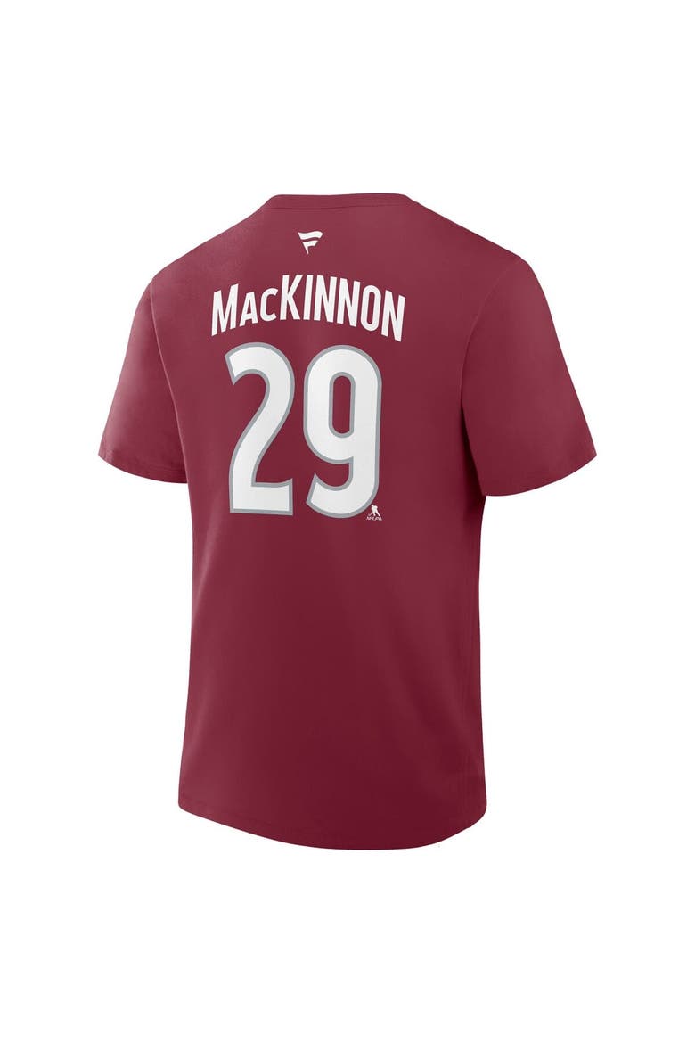 Men's Fanatics Nathan MacKinnon Burgundy Colorado Avalanche Authentic Stack Name & Number T-Shirt, Alternate, color, Burgundy