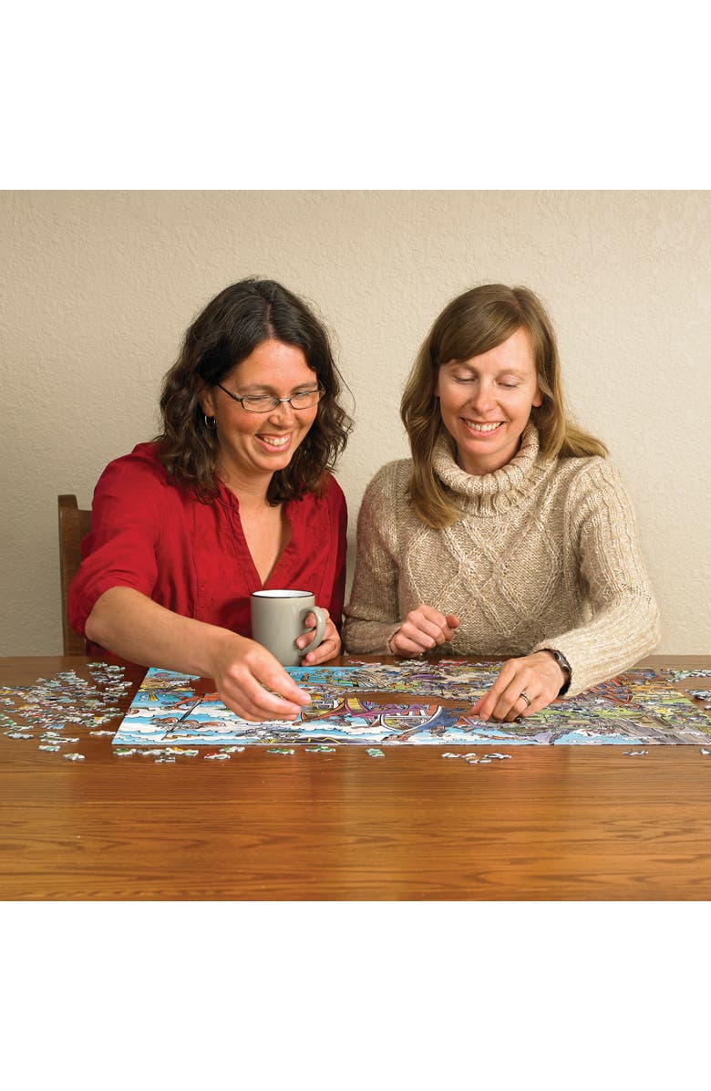 DoodleTown Viking Village 1000 Piece Puzzle Reference Poster Included, Alternate, color, Multicolored