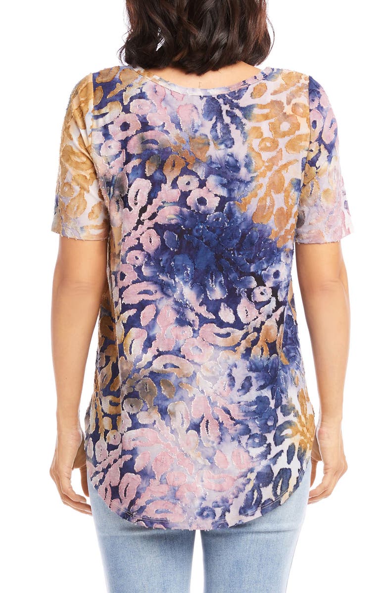 Karen Kane Tie Dye Burnout Shirttail Top, Alternate, color, 