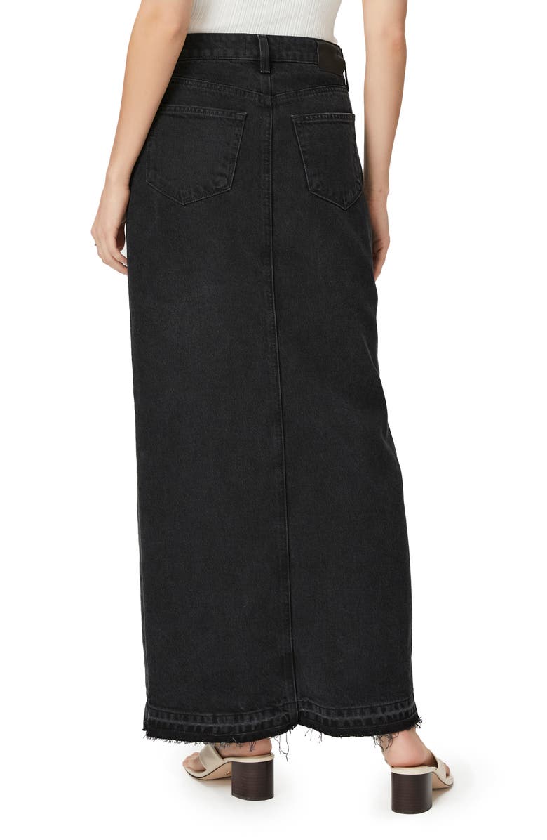 PAIGE Angela Raw Hem Slit Front Denim Maxi Skirt, Alternate, color,