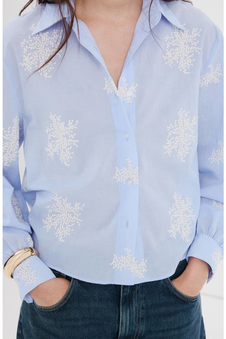 Floral Embroidered Button-Up Shirt, Alternate, color, SKY BLUE