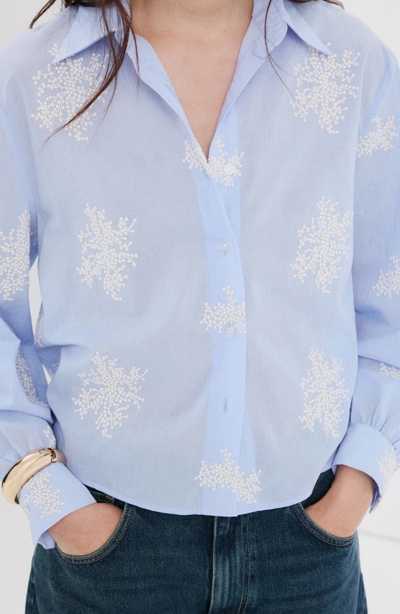 MANGO Floral Embroidered Button-Up Shirt, Alternate, color, 
