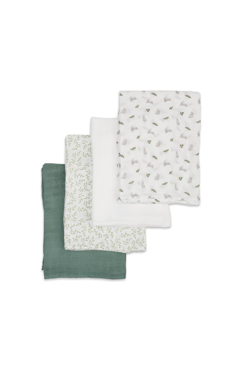 Lulujo Muslin Swaddles 4 Pack, Alternate, color, Fern 
Bunnies