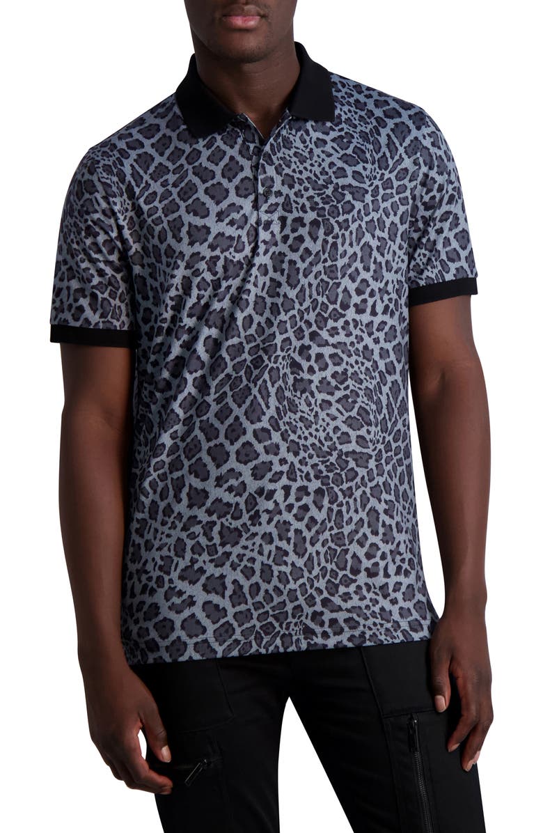 KARL LAGERFELD PARIS Cheetah Print Polo Shirt, Main, color, 