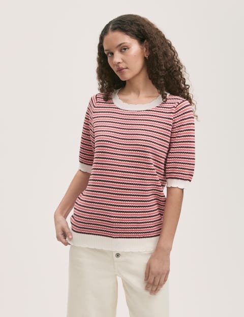 Rita Knitted Striped Short Sleeve Top