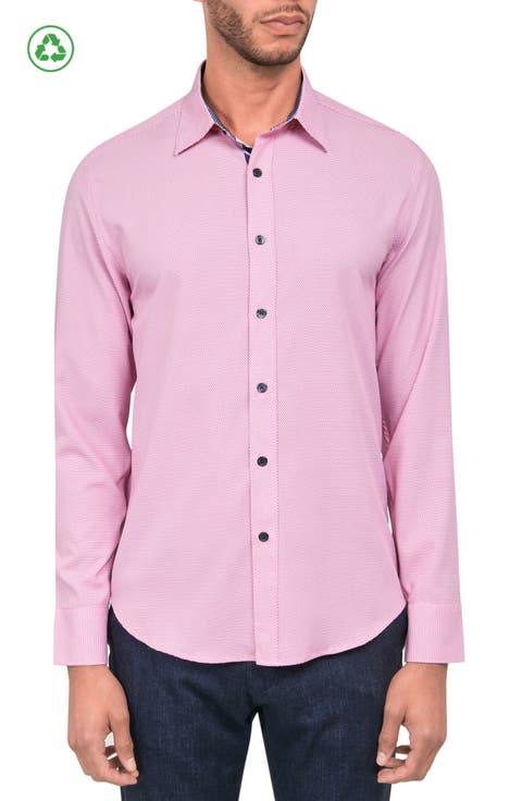 Slim Fit Micro Geo 4-Way Stretch Performance Long Sleeve Shirt
