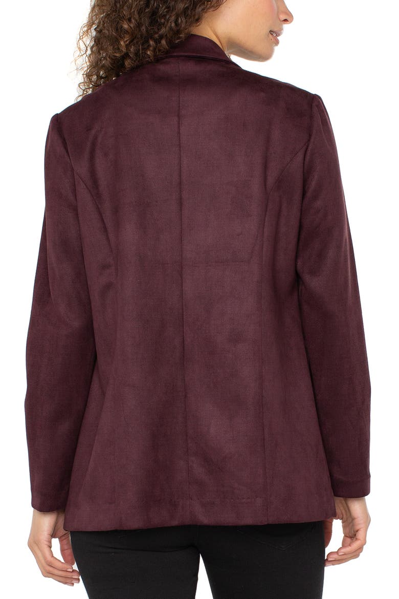 Open Front Faux Suede Blazer, Alternate, color, DARK OXBLOOD