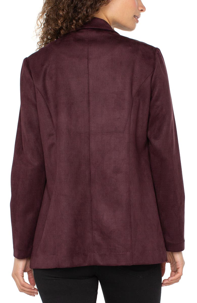 Liverpool Los Angeles Open Front Faux Suede Blazer, Alternate, color, Dark Oxblood