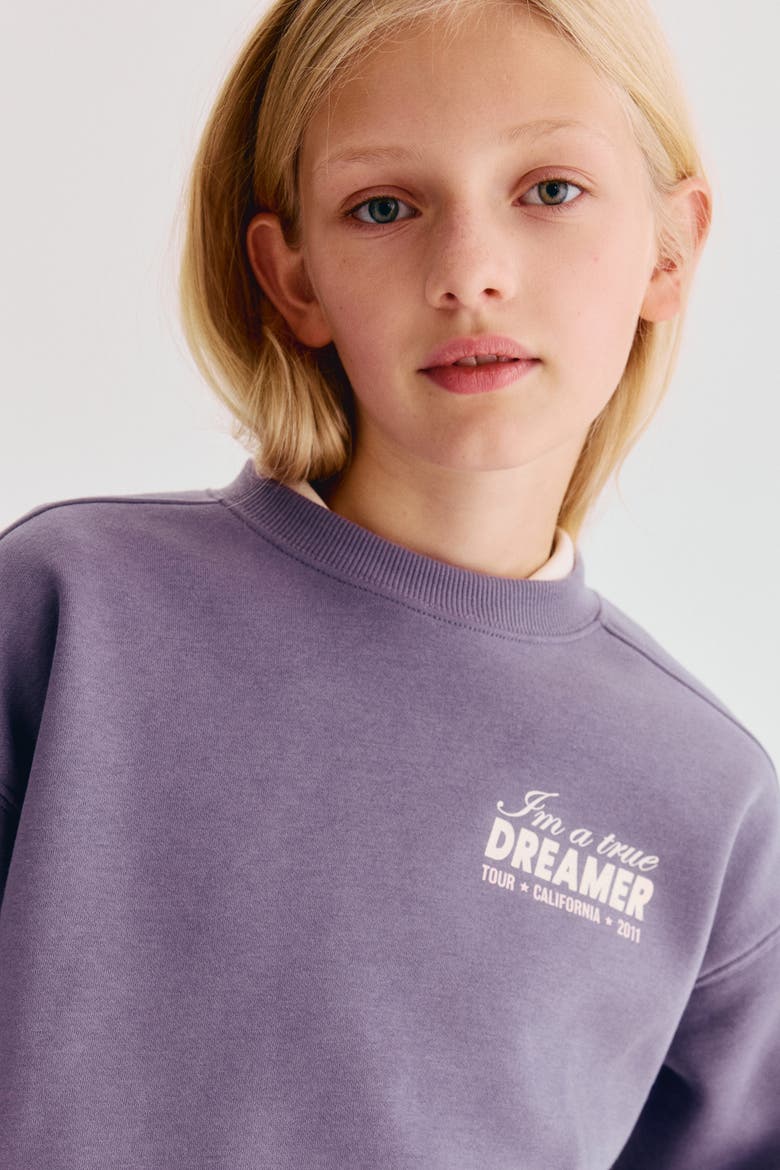 Loose-Fit Printed Sweatshirt, Alternate, color, Dusty lilac/Dreamer