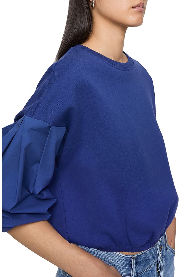 Julia Mixed Media Crop Cotton Blend Sweatshirt, Alternate, color, TWILIGHT
