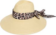 Nordstrom Wide Brim Hat with Leopard Print Scarf