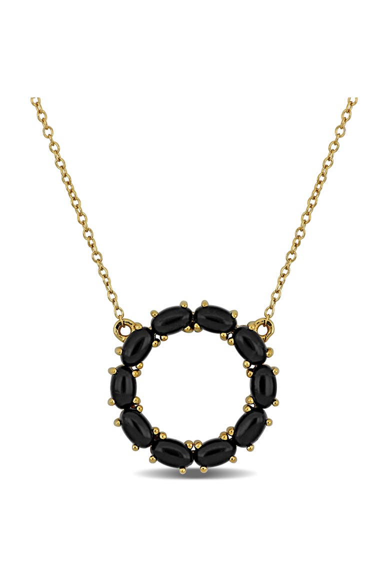 Black Onyx Circle Necklace Yellow Plated Sterling Silver, Main, color, Onyx