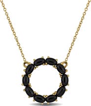 Julianna B. Black Onyx Circle Necklace Yellow Plated Sterling Silver