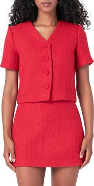 Endless Rose Button Front Tweed Crop Top
