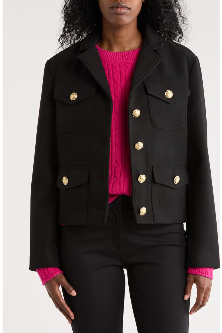 Crop Button Jacket, Main, color, BLACK
