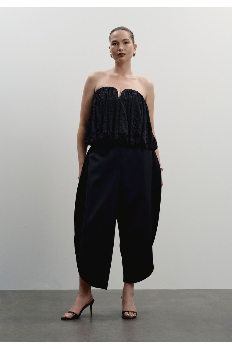 Strapless Bubble Top, Alternate, color, BLACK BEAUTY